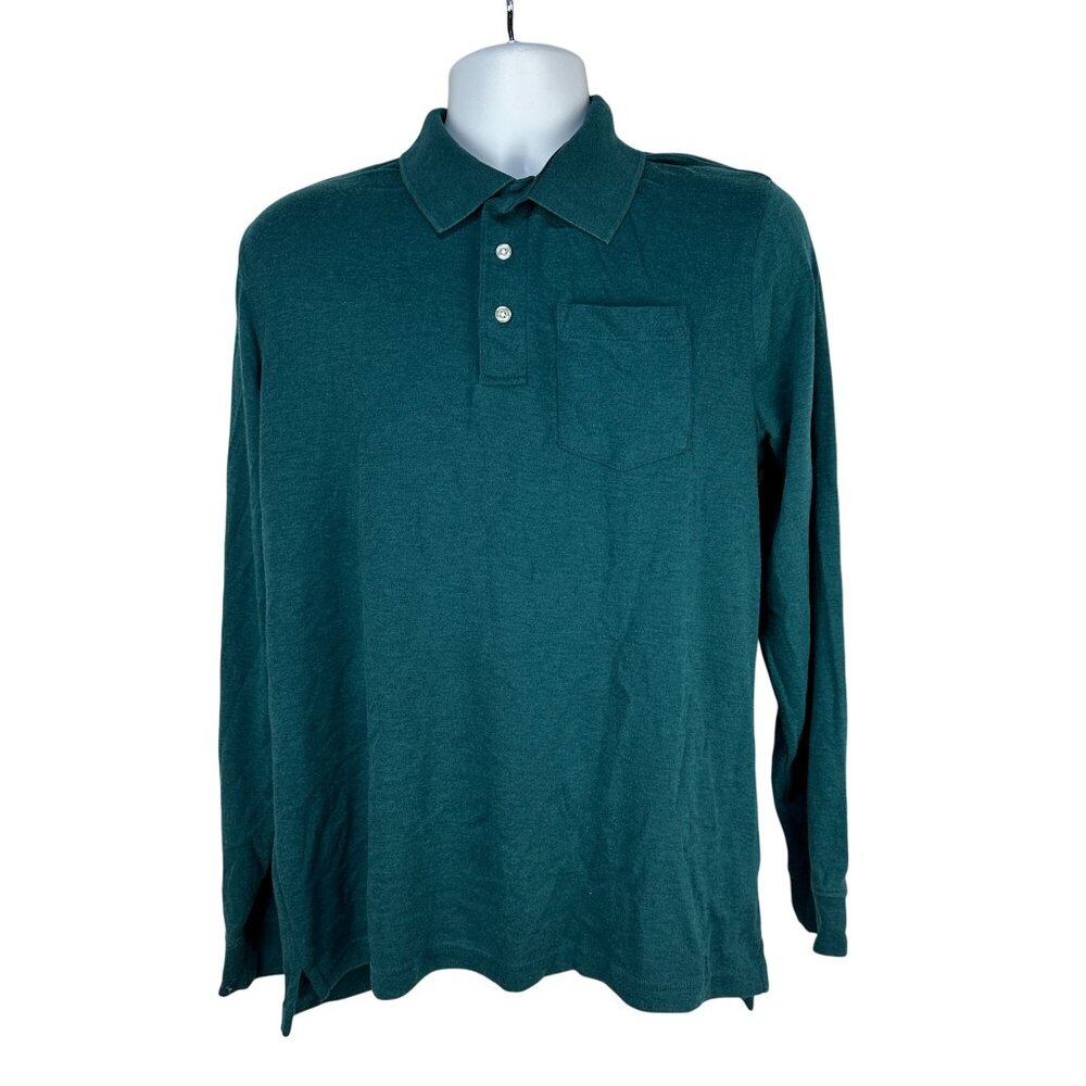 Croft & Barrow Mens Long Sleeve Polo Shirt Teal Blue Size M Soft